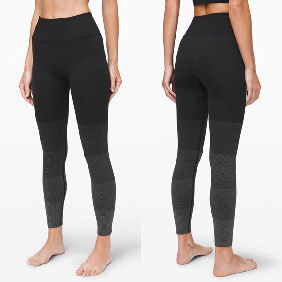 Lululemon Black Silver Shine Seamless Ebb To Street Tight Leggings - Picture 1 of 6